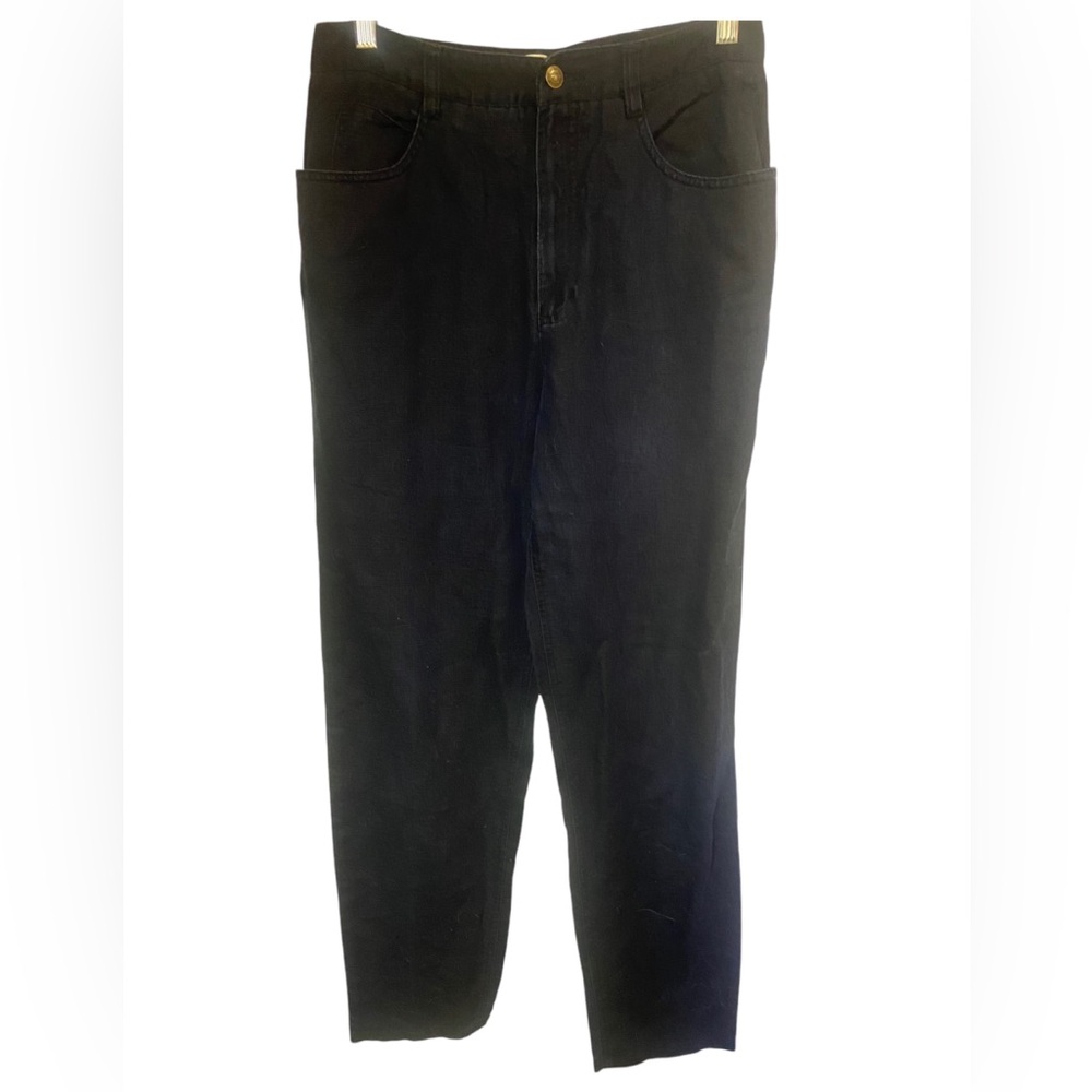 Talbots dark navy blue linen cotton blend ladies pants 10